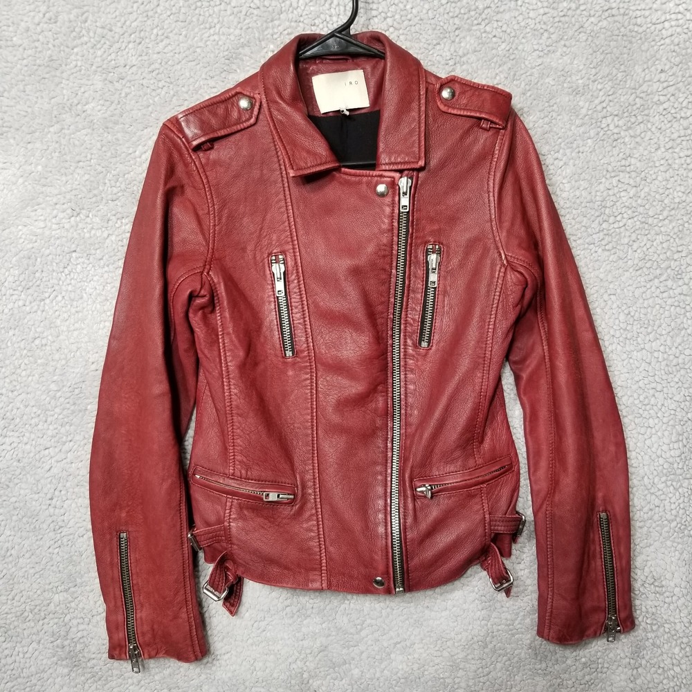 IRO Barby Motorcycle Lamb Leather Jacket Moto Biker Size 1 - Picture 2 of 11